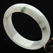 冰种飘花缅甸翡翠A货手镯(57.3mm)