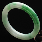 糯冰种飘花缅甸翡翠A货圆条手镯(54mm)