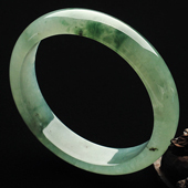 冰种飘花缅甸翡翠A货手镯(59.6mm)