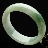糯冰种飘花缅甸翡翠A货手镯(59.8mm)