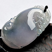 冰种淡紫罗兰缅甸翡翠A货龙如意挂件