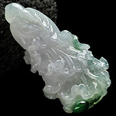 糯冰种飘翠缅甸翡翠A货白菜挂件