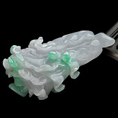 糯冰种淡春带彩缅甸翡翠A货白菜挂件