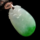 冰种略飘翠缅甸翡翠A货福瓜挂件