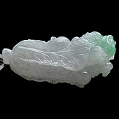 糯冰种飘翠缅甸翡翠A货白菜挂件