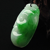 糯冰种飘翠缅甸翡翠A货如意挂件