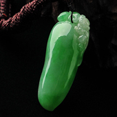 糯冰种飘翠缅甸翡翠A货福瓜挂件