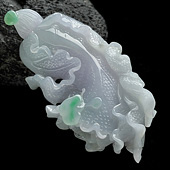 糯冰种春带彩缅甸翡翠A货白菜挂件