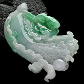 糯冰种春带彩缅甸翡翠A货白菜挂件/手玩件