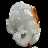 糯冰种红黄翡缅甸翡翠A货象如意手玩件