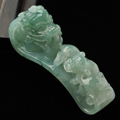 糯冰种飘花缅甸翡翠A货望子成龙挂件