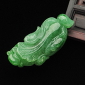 糯冰种翠色缅甸翡翠A货白菜挂件