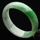 糯冰种飘翠缅甸翡翠A货手镯(56.8mm)