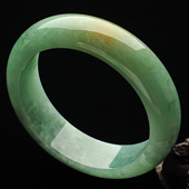 糯冰种淡黄加绿缅甸翡翠A货手镯(56.4mm)