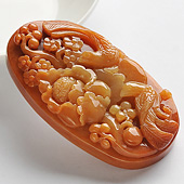 糯冰种红黄翡缅甸翡翠A货花开富贵挂件