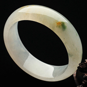 冰种略飘花缅甸翡翠A货手镯(52.1mm)