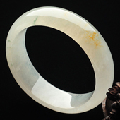 冰种略飘花缅甸翡翠A货手镯(52.2mm)