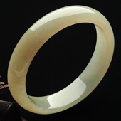 糯冰种淡黄翡缅甸翡翠A货手镯(60.6mm)