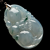 冰种飘花缅甸翡翠A货龙如意挂件