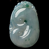 冰种飘花缅甸翡翠A货如意挂件