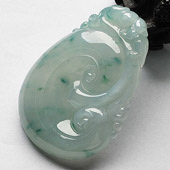 冰种飘花缅甸翡翠A货如意挂件
