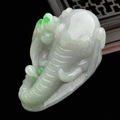 糯冰种略飘翠缅甸翡翠A货大象挂件