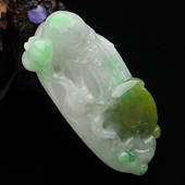 糯冰种略飘翠缅甸翡翠A货寿星挂件