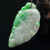 糯冰种飘翠缅甸翡翠A货人生如意挂件