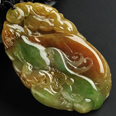 糯冰种黄加绿缅甸翡翠A货事事如意挂件