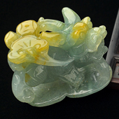 糯冰种晴水黄翡缅甸翡翠A货貔貅挂件