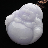 糯冰种紫罗兰缅甸翡翠A货玉佛挂件