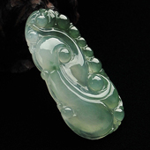 冰种飘花缅甸翡翠A货如意挂件