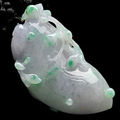 糯冰种春带彩缅甸翡翠A货福瓜挂件