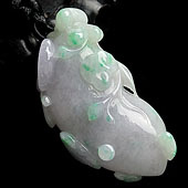 糯冰种春带彩缅甸翡翠A货福瓜挂件