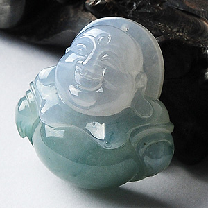 糯冰种飘花玉佛挂件
