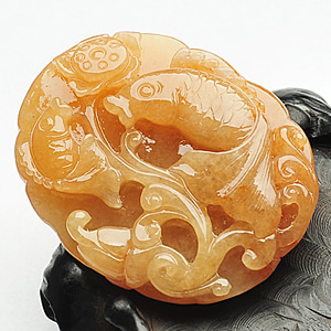 糯冰种红黄翡年年有余挂件