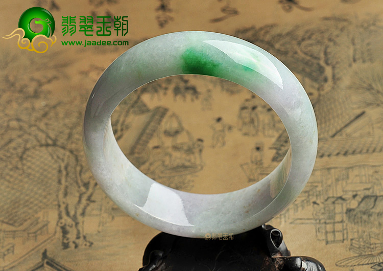 糯冰种淡春带彩手镯(56mm)