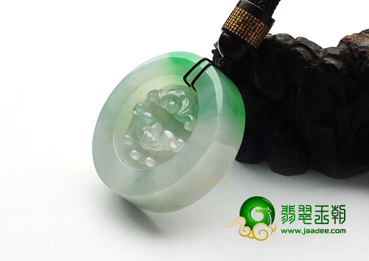 (超值推荐)糯冰种飘翠仿古龙凤挂件