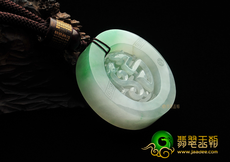 (超值推荐)糯冰种飘翠仿古龙凤挂件