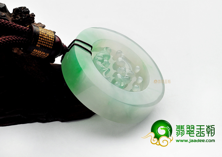 (超值推荐)糯冰种飘翠仿古龙凤挂件