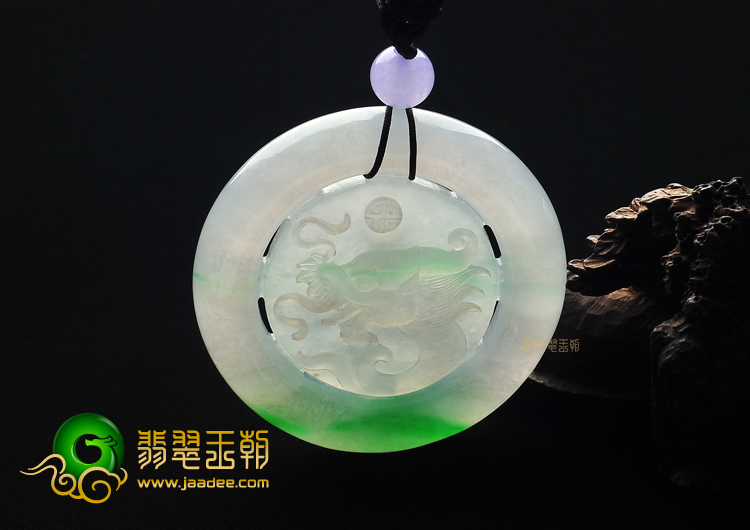 冰种飘翠龙凤牌挂件
