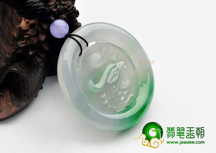 冰种飘翠龙凤牌挂件
