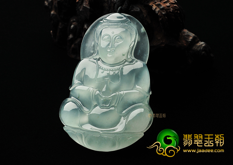 冰玻种淡晴水观音挂件