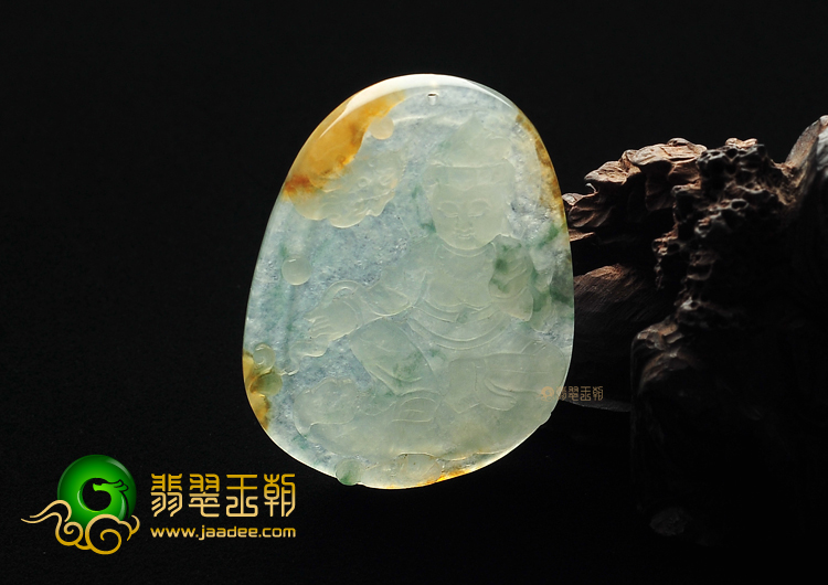 冰种三彩观音挂件