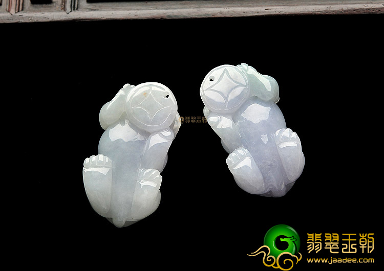 糯冰种晴水带紫罗兰貔貅挂件(一对)