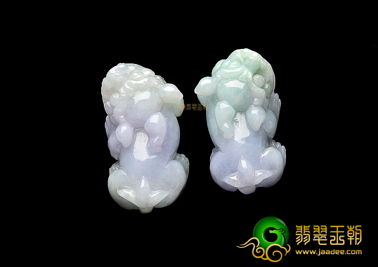 糯冰种晴水带紫罗兰貔貅挂件(一对)