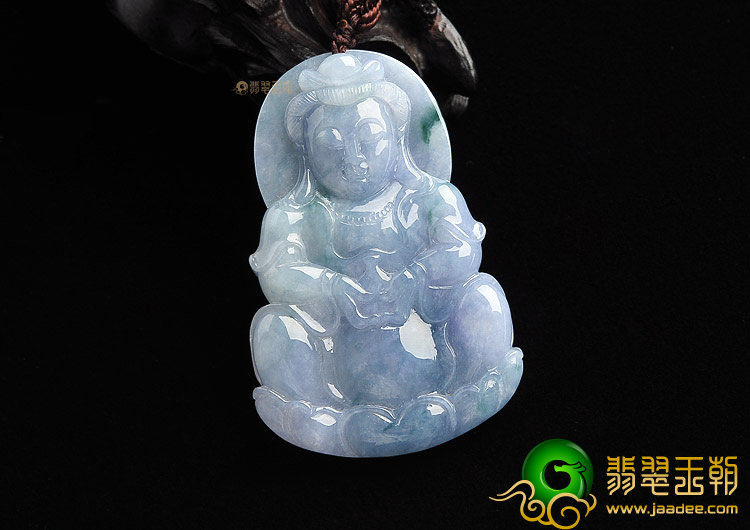 糯冰种紫罗兰飘花观音挂件