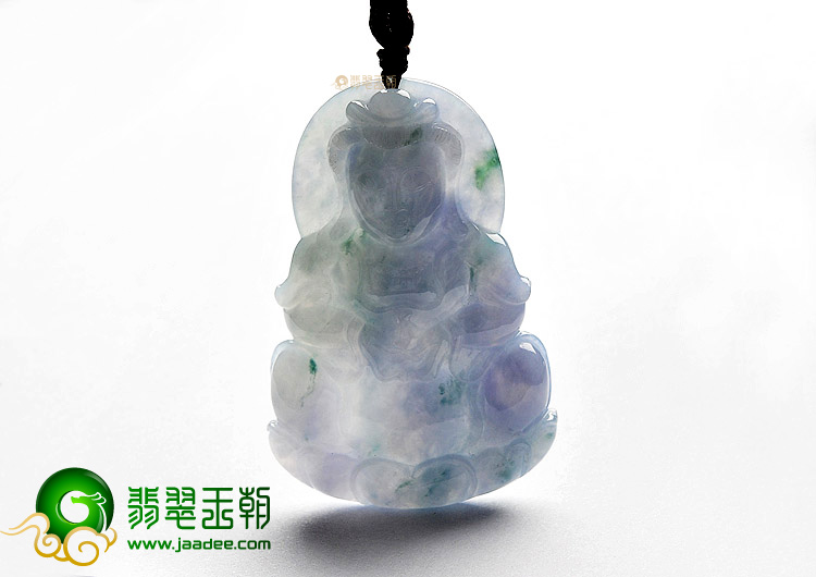 糯冰种紫罗兰飘花观音挂件
