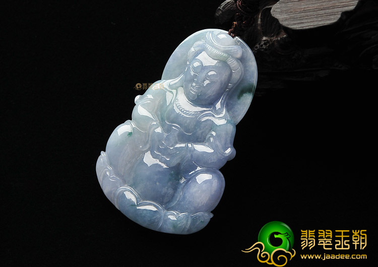 糯冰种紫罗兰飘花观音挂件