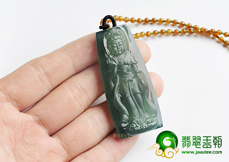 (超值推荐)玻璃种蓝水站观音挂件